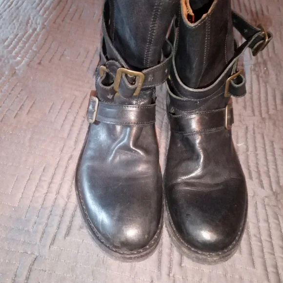 Fiorentini Baker Italy Black Leather Buckle Boots - Picture 1 of 16